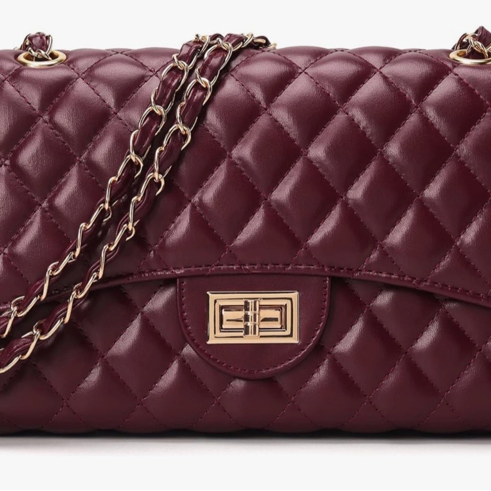 Elegant Quilted Burgundy Shoulder Bag